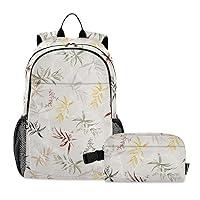 Leaves Pattern Backpack for School and Lunch Bag School Backpacks for Girls with Lunch Box Backpack for Girls 9-10 years