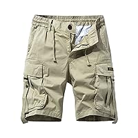 Cargo Shorts for Men Big Tall Ripstop Cargo Pants Tactical Hiking Shorts Outdoor Pocket Work Shorts with Drawstring