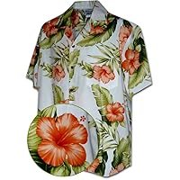 Pacific Legend Hawaiian Shirts with Orange Hibiscus
