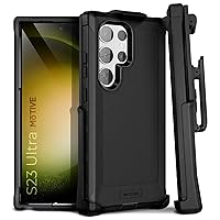 Designed for Samsung Galaxy S23 Ultra Case with Belt Clip, Military Grade Quad-Layer Rugged Phone Case - Black, Heavy Duty s23 Ultra Protective Case 6.8