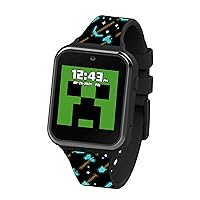 Accutime Minecraft Kids Black Educational Learning Touchscreen Smart Watch Toy for Girls, Boys, Toddlers - Selfie Cam, Learning Games, Alarm, Calculator, Pedometer & More (Model: MIN4081AZ)