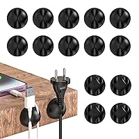 Cable Holder Cable Clips, 14 Packs Multi-Purpose Cable Management Cable Organiser Set for Desk, Audio Cable, Power Cord, USB Charging Cable (Black-14pcs)