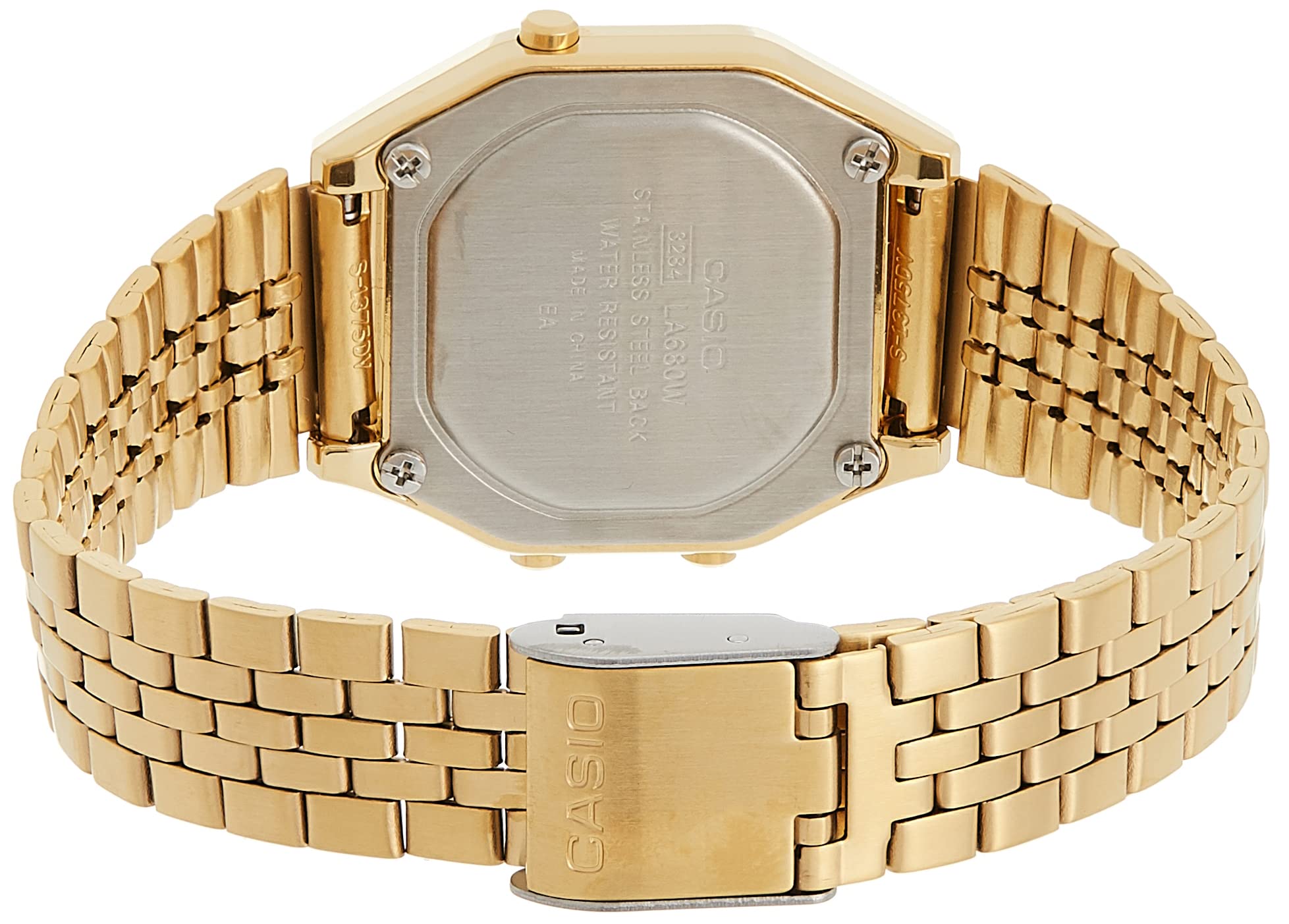 Casio Ladies Mid-Size Gold Tone Digital Retro Watch LA-680WGA-1DF