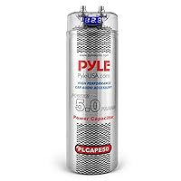 Pyle 5.0 Farad Digital Power Capacitor - High-Performance Car Audio Accessory with Blue Digital Display, Voltage Readout, Over Voltage Protection, Mounting Hardware, DC 12-24V - PLCAPE50
