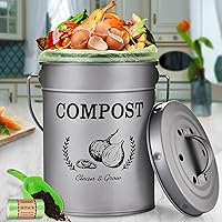 AOSION Compost Bin Kitchen Counter,Countertop Compost Bin with Lid,Indoor Kitchen Compost Bin,Composter Container,Compost Pail Food Waste Bin for Kitchen,1.0 Gallon,Grey