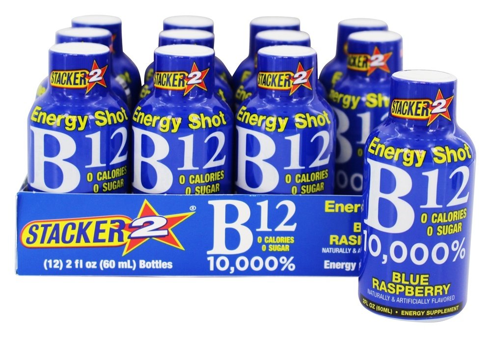 Stacker 2 Blue Raspberry B12 Energy Shot (12 Pack)