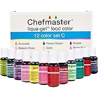 Liqua-Gel Food Coloring - 12 Color Set C - Fade Resistant - 12 Pack - Vibrant, Eye-Catching Colors, Easy-To-Blend Formula - Made in the USA