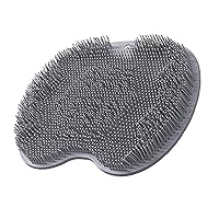 Silicone Shower Foot Scrubber Mat Back Washer Exfoliating Bath Wash Pad Wall Mounted Non-Slip Suction Cups for Use in Cleaner Men and Women Grey