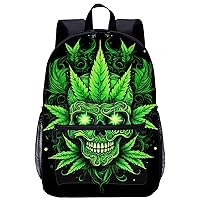 Skull Weed 17 Inch Laptop Backpack Large Capacity Daypack Travel Shoulder Bag for Men&Women
