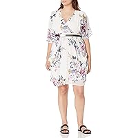 City Chic Women's Plus Size Dress Col Wrap PRT