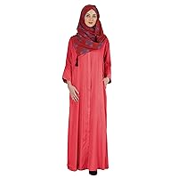 Bimba Islamic Clothes for Women Long Prayer Robe Maxi W/Printed Hijab Rayon Abaya Front Button Muslim Dress