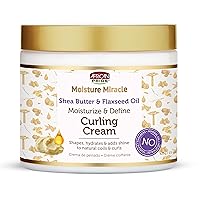 African Pride Moisture Miracle Shea Butter & Flaxseed Oil Curling Cream - Shapes, Hydrates & Adds Shine to Natural Coils & Curls, Moisturizes & Defines Hair, 15 oz