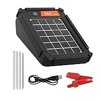 S65 0.065J Solar Electric Fence, 2 Miles Solar Fence Charger for Preventing Bears, Raccoons, Skunks Intruding, Solar Electric Fence Charger with Grounding Rod