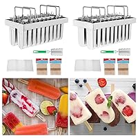 WICHEMI Stainless Steel Popsicle Molds Commercial Ice Pop Molds 20PCS Metal Ice Lolly Popsicle Mold Ice Cream Maker Mold Stick Holder with Lid (Flat Head + Round Head)