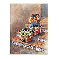 Posters Mexican Pottery still Life Poster Abstract Oil Painting Poster for Living Room Bedroom Aesthetic Wall Decor Canvas Wall Art Gift 24x32inch(60x80cm)