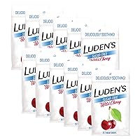 Luden's Sugar Free Wild Cherry Throat Drops, Sore Throat Relief, 25 Count (12 Pack)