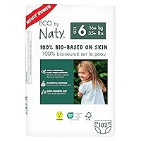 Eco-Friendly Baby Diapers - 100% Plant-Based Materials on Skin, Soft & Skin-Friendly, Super Absorbent Prevent Leaking (Size 6, 102 Count)
