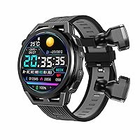 N18 Smart Watch with Earbuds 1.53 Inch Smartwatch Wireless Headphones Combo TWS Health Monitor Fitness Tracker Built-in 4G Memory Local MP3 Player Recorder(N18 Black)