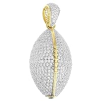 925 Sterling Silver 3D Football Pendant gold