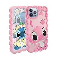 Compatible with iPhone 13 Pro Max/12 Pro Max Case, Stich Cute 3D Cartoon Cool Soft Silicone Animal Character Waterproof Protector Boys Kids Girls Gifts Cover Skin For Phone 12 Pro Max/13 Pro Max