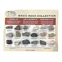 Rock Collection and ID Chart - 18 Rocks - Igneous, Metamorphic, Sedimentary - from DINOSAURS ROCK