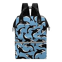 Killer Whales Casual Travel Laptop Backpack Fashion Waterproof Bag Hiking Backpacks Black-Style