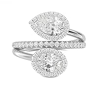 1-8 Carat (ctw) White Gold Round, Oval,Pear Cut LAB GROWN Diamond Stackable Ring (Color D-E Clarity VS1-VS2)
