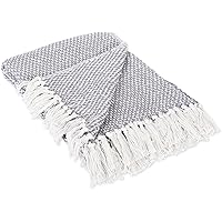 DII 100% Cotton Basket Weave Throw for Indoor/Outdoor Use Camping Bbq's Beaches Everyday Blanket, 50 x 60, Woven Stripe