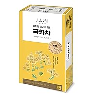 Chrysanthemum Floral Tea 0.5g x 100 Tea Bags, Bulk Size Premium Korean Herbal Hot Cold Hygienic Single Teabag Flower Tea Sweet Soft Flavor 국화차 4 Seasons Made in Korea