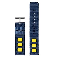 Quick Release Rugged Nylon Watch Strap 20mm 22mm - Durable Nylon Fabric with Leather Hybrid Watch Band for Regular & Smart Watches