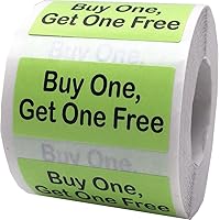 Hot Green with Black Buy One, Get One Free Rectangle Stickers, 3/4 x 1.5 Inches in Size, 500 Labels on a Roll