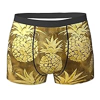gold pineapple background Print Men's Boxer Briefs Trunks Underwear Soft Comfortable Bamboo Viscose Underwear Trunks