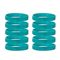 Silicone Bracelet –Teal Ribbon Awareness Silicon Bracelet for Ovarian Cancer Awareness, Sexual Assault, PTSD, Anxiety Disorder & Fragile X Awareness-Perfect for People with Small Wrist (Pack of 10)