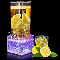 LED Tower Dispenser with Stand 3l/100 oz Tabletop Beer Margarita Drink Dispenser with Spigot Freeze Tube Glowing Alcohol Liquor Mimosa Tower Plastic Iced Beverage Dispensers for Parties Bar BBQ