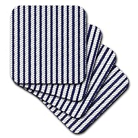 3dRose Navy Blue and White Nautical Rope Design - Soft Coasters, Set of 8 (CST_212475_2)