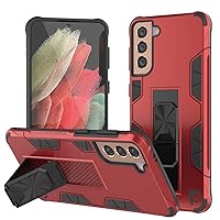 Punkcase Galaxy S21 Case [ArmorShield Series] Military Style Protective Dual Layer Case W/Metal Ring Grip Holder & Kickstand l Full Body Protection for Samsung S21 5G (6.2
