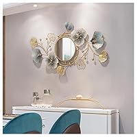 Metal Decorative Wall Mirrors for Living Room,Large Metal Wall Mirrors Ginkgo Leaf Wall Decor Mirror for Entrance Bedroom Living Room,83 * 48cm