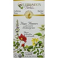 Celebration Herbals Organic Hops Flowers Tea Caffeine Free, 24 Herbal Tea Bags