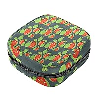 Portable Menstrual Pad Bags, Large Capacity Sanitary Napkin Storage Bag, First Period Kit for Girls Women, Zipper Nursing Pad Holder Green Fruit Guava Pattern Sweet
