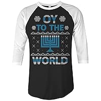 Threadrock Oy to The World Hanukkah Unisex Raglan T-Shirt