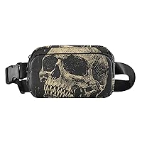 ALAZA Retro Skull Dark Belt Bag Waist Pack Pouch Crossbody Bag with Adjustable Strap for Men Women College Hiking Running Workout Travel