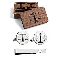 Cufflinks For Men, Lawyer Gifts For Men Scales of Justice CuffLinks & Tie Bar Law Scales Jewelry Gift For Lawyer Judge