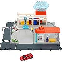 Matchbox Cars Playset, Action Drivers Super Clean Car Wash with 1 Toy Chevrolet Corvette in 1:64 Scale, Lights & Sounds