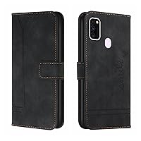 Smartphone Flip Cases Compatible with Samsung Galaxy M30S/M21 Wallet Case,Shockproof TPU Protective Case,PU Leather Phone Case Magnetic Flip Folio Leather Case Card Holders Flip Cases (Color : Black