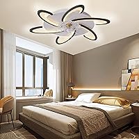 Ceiling Light with Fan, Modern Ceiling Fan with Lighting and Remote Control, Quiet, 6 Speeds, Dimmable, LED Memory Function, Reversible Lamp with Fan for Living Room, Black