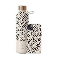 BURGA Bundle of iPhone 14 Phone Case and Insulated Water Bottle (17oz) Almond Latte Pattern – Cute, Stylish, Fashion, Luxury, Durable, Protective, for Women and Girls