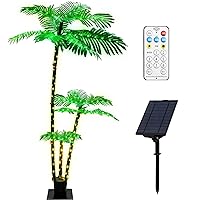 Artificial Palm Tree 6Ft 3Trunks 219LED Christmas Tree 8 Modes Timer Memory Function Lights Fake Plant Tree for Outside Patio Home Pool Yard Patio Hawaiian Office Party Tiki Bar Decor