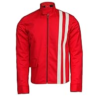 Mens Speed Racer Movie Retro Classic Stripes Motorcycle Jacket - Steve Cotton Biker Jacket