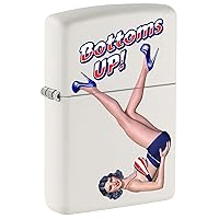 Lighter, Vintage Pin-Up Girl, Bottoms UP! - White Matte 81094