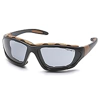 Carthage Safety Eyewear with Vented Foam Carriage, Gray Anti-fog Lens Black/Tan Frame